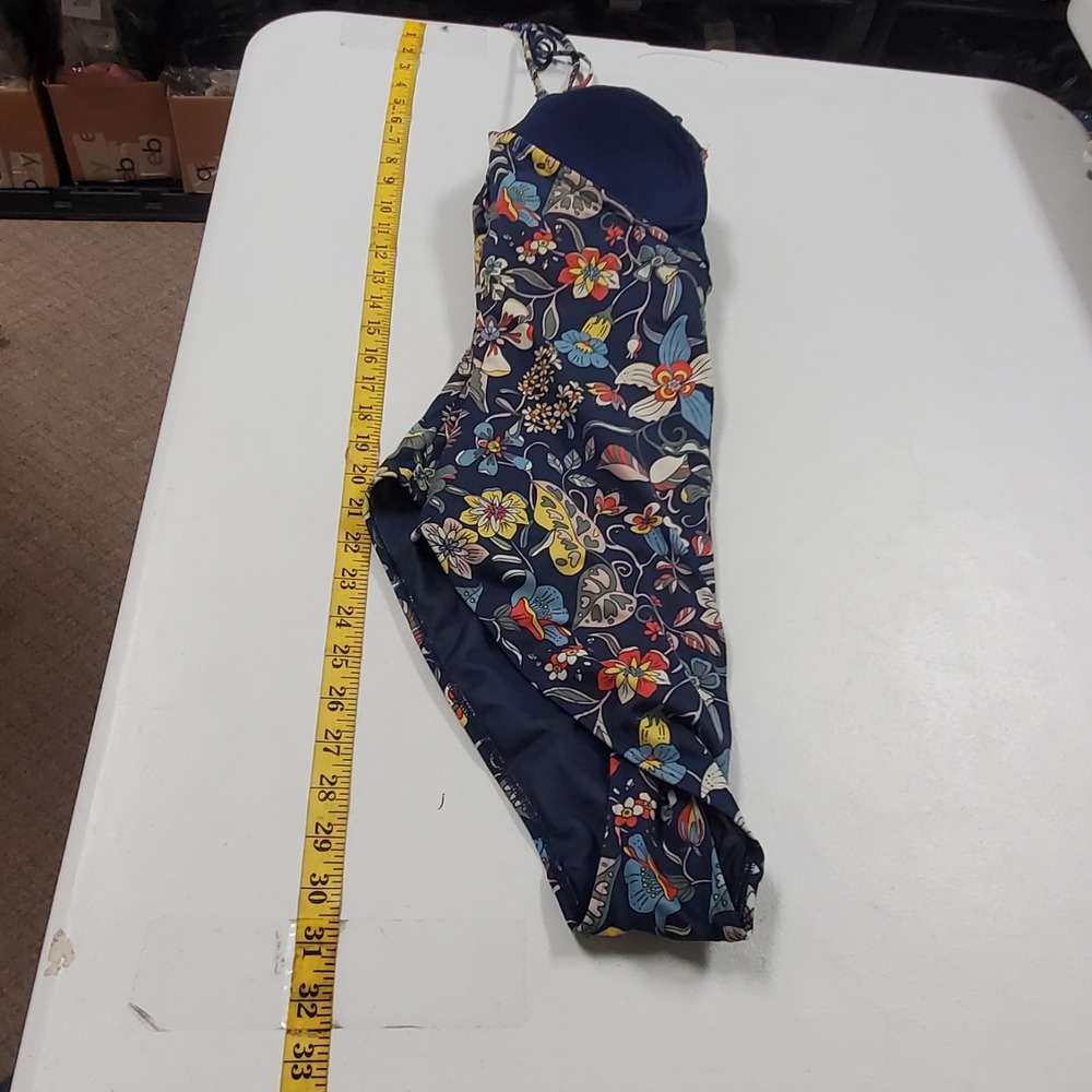 Boden Womens One Piece Ubar Swimsuit Size 10 Regular Blue Floral Halter Tie Neck - Picture 8 of 12